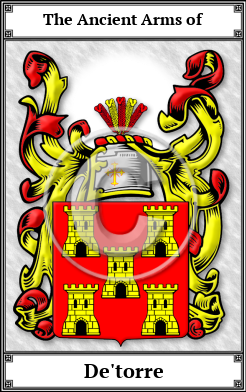 De'torre Family Crest Download (JPG) Book Plated - 600 DPI