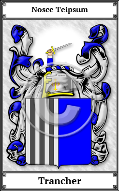 Trancher Family Crest Download (JPG)  Book Plated - 150 DPI