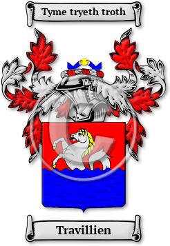 Travillien Family Crest Download (jpg) Legacy Series - 150 DPI