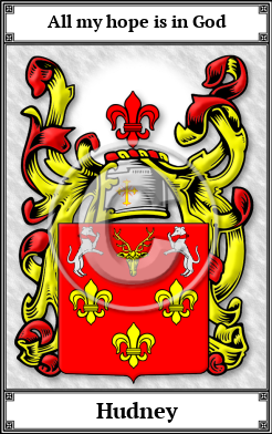 Hudney Family Crest Download (JPG)  Book Plated - 150 DPI