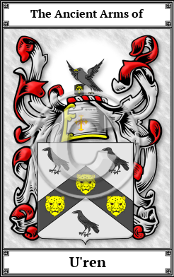 U'ren Family Crest Download (JPG)  Book Plated - 150 DPI