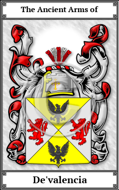 De'valencia Family Crest Download (JPG)  Book Plated - 150 DPI