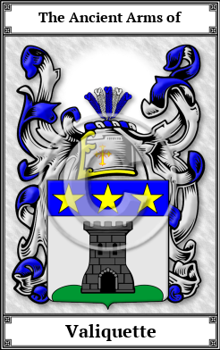Valiquette Family Crest Download (JPG)  Book Plated - 150 DPI