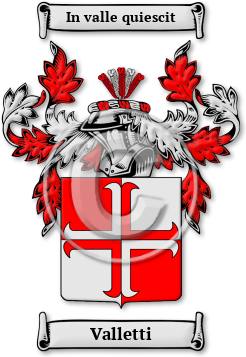 Valletti Family Crest Download (jpg) Legacy Series - 150 DPI