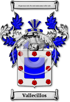 Vallecillos Family Crest Download (jpg) Legacy Series - 150 DPI