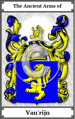 Van'rijn Family Crest Download (JPG)  Book Plated - 150 DPI