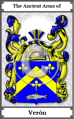 Verón Family Crest Download (JPG)  Book Plated - 150 DPI