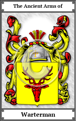 Warterman Family Crest Download (JPG)  Book Plated - 150 DPI