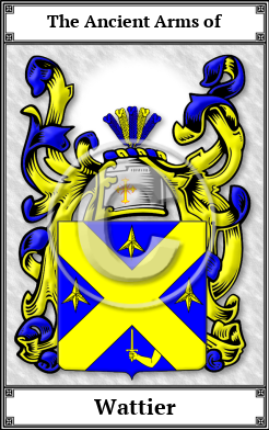 Wattier Family Crest Download (JPG) Book Plated - 600 DPI
