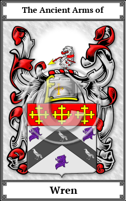 Wren Family Crest Download (JPG)  Book Plated - 150 DPI