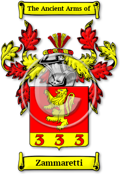 Zammaretti Family Crest Download (jpg) Legacy Series - 150 DPI