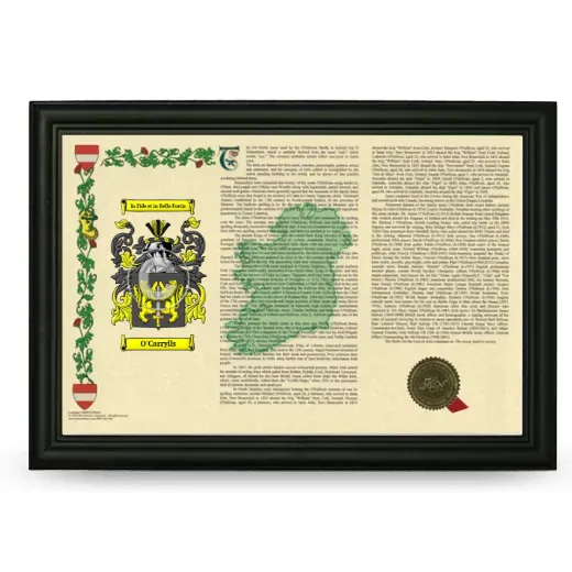 O'Carrylls Armorial Landscape Framed - Black