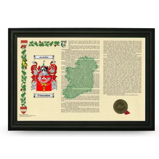 O'Hanrahint Armorial Landscape Framed - Black
