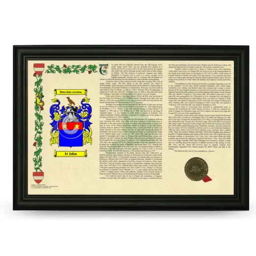 St John Armorial Landscape Framed - Black