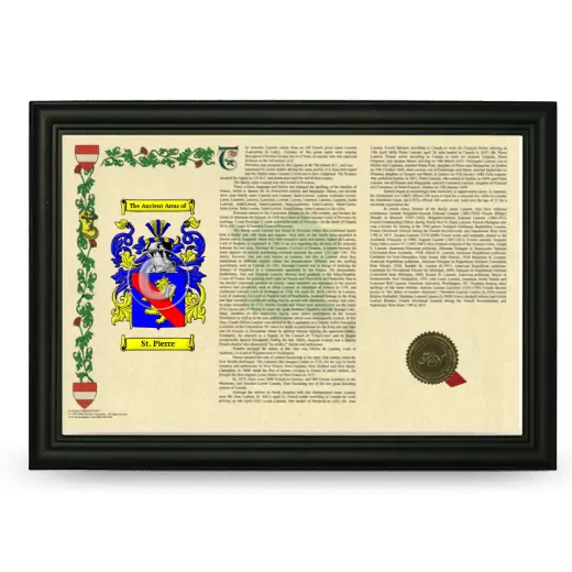 St. Pierre Armorial Landscape Framed - Black