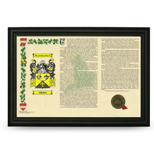 Admans Armorial Landscape Framed - Black