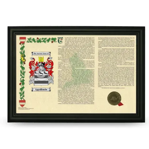 Agguillombe Armorial Landscape Framed - Black