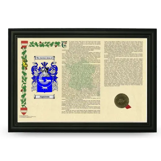 Aigneaux Armorial Landscape Framed - Black