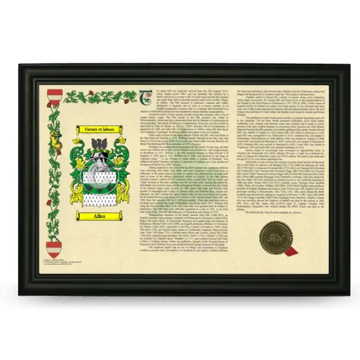 Allas Armorial Landscape Framed - Black