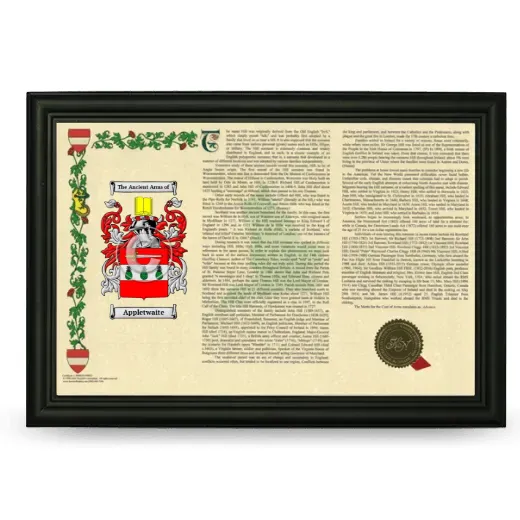 Appletwaite Armorial Landscape Framed - Black