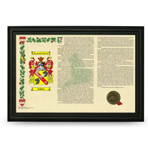 Asman Armorial Landscape Framed - Black