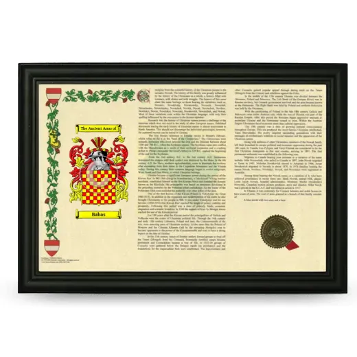 Babas Armorial Landscape Framed - Black