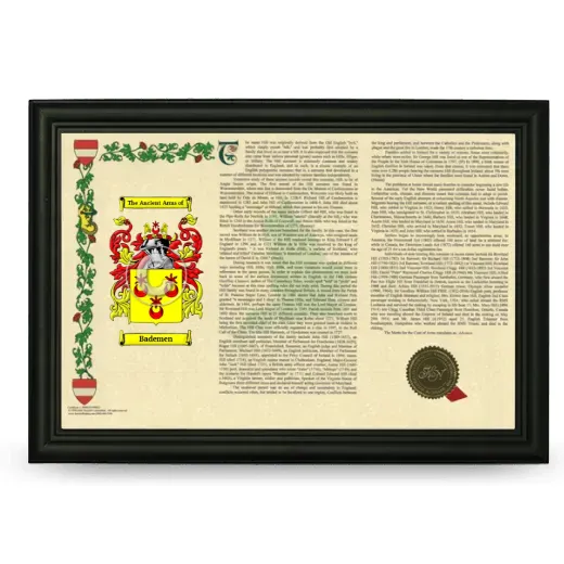 Bademen Armorial Landscape Framed - Black