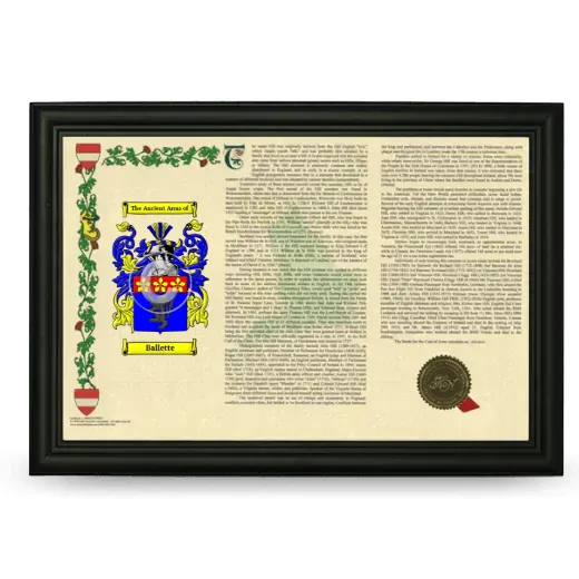 Ballette Armorial Landscape Framed - Black