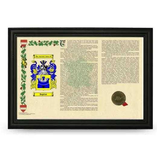 Baptist Armorial Landscape Framed - Black