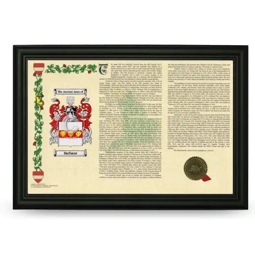 Barbane Armorial Landscape Framed - Black