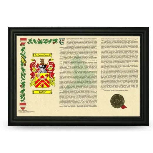 Barber Armorial Landscape Framed - Black