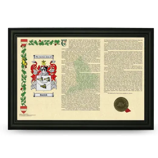 Barrick Armorial Landscape Framed - Black