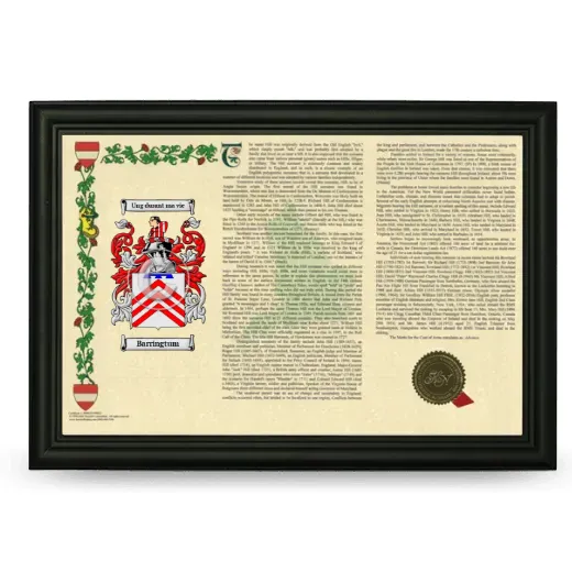 Barringtum Armorial Landscape Framed - Black