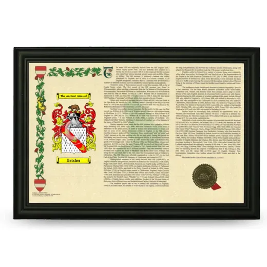 Batcher Armorial Landscape Framed - Black
