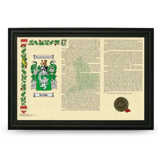 Bavadge Armorial Landscape Framed - Black