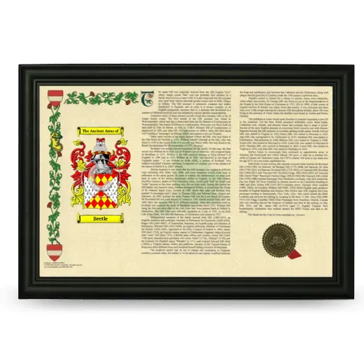 Beetle Armorial Landscape Framed - Black