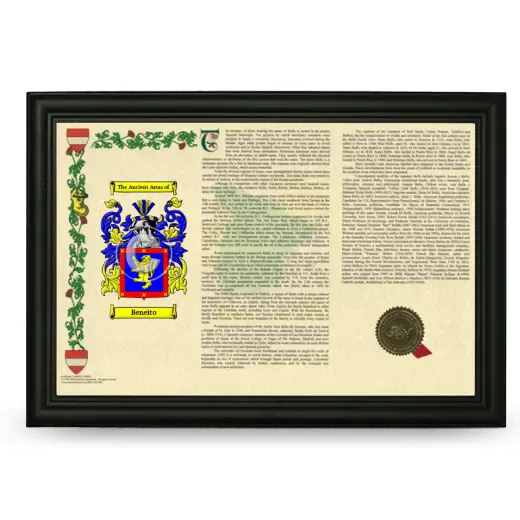Beneito Armorial Landscape Framed - Black
