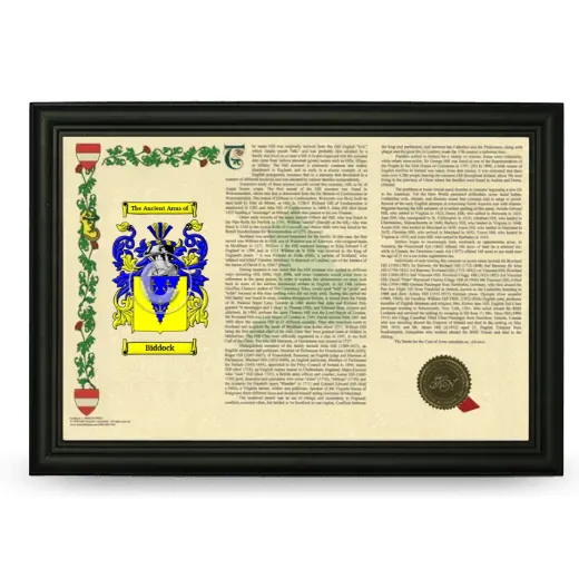 Biddock Armorial Landscape Framed - Black