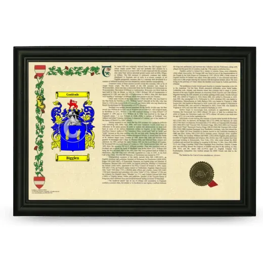 Bigglen Armorial Landscape Framed - Black