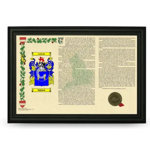 Bigland Armorial Landscape Framed - Black