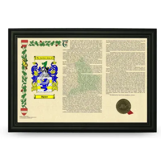 Bignor Armorial Landscape Framed - Black