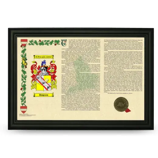 Bimpson Armorial Landscape Framed - Black