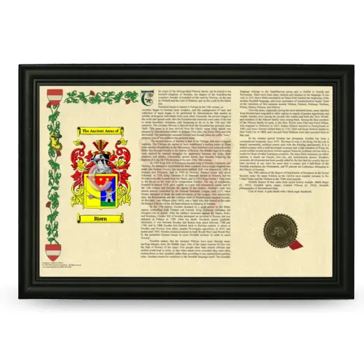 Bjørn Armorial Landscape Framed - Black