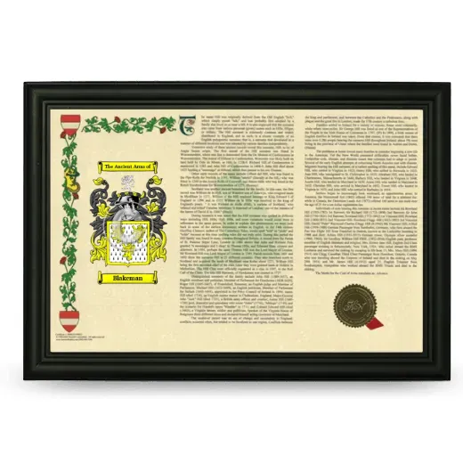 Blakeman Armorial Landscape Framed - Black
