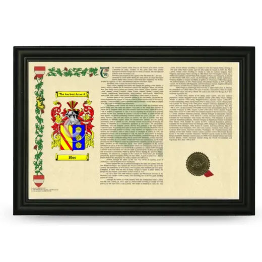 Blue Armorial Landscape Framed - Black
