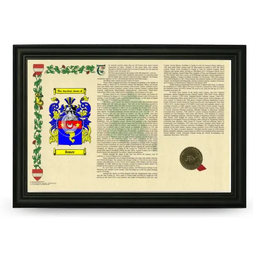 Boner Armorial Landscape Framed - Black