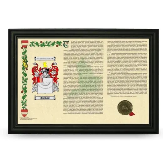 Boothbie Armorial Landscape Framed - Black