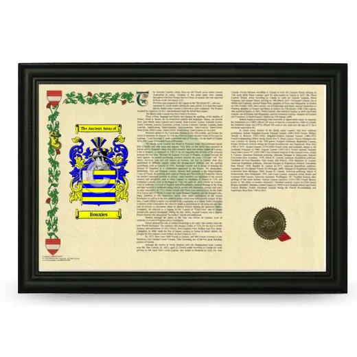 Bouxies Armorial Landscape Framed - Black