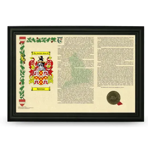 Bowesar Armorial Landscape Framed - Black