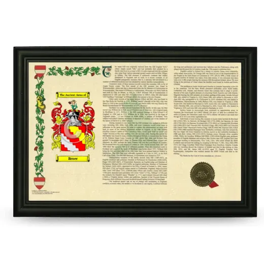 Bruer Armorial Landscape Framed - Black